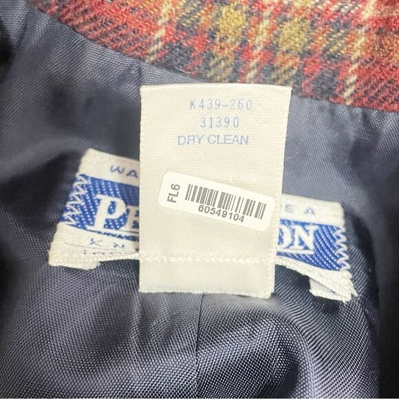 Pendleton Knockabouts Virgin Wool Zip Front Jacket Burgundy Blue Plaid Size 10 - Picture 13 of 16